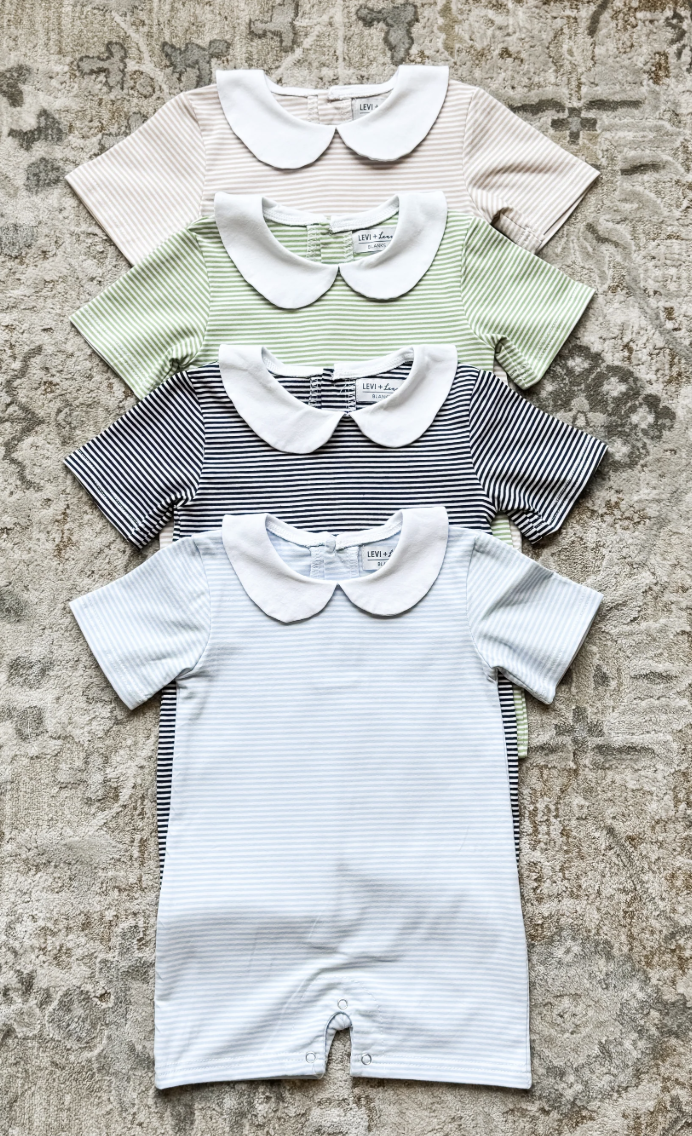 Striped Boys Peter-Pan Collared Romper
